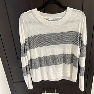 Vince 100% linen striped long sleeve shirt size S